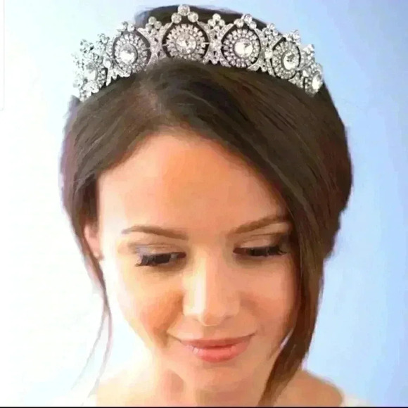 New Bridal Rhinestone Tiara Crown Wedding Silver main image 8